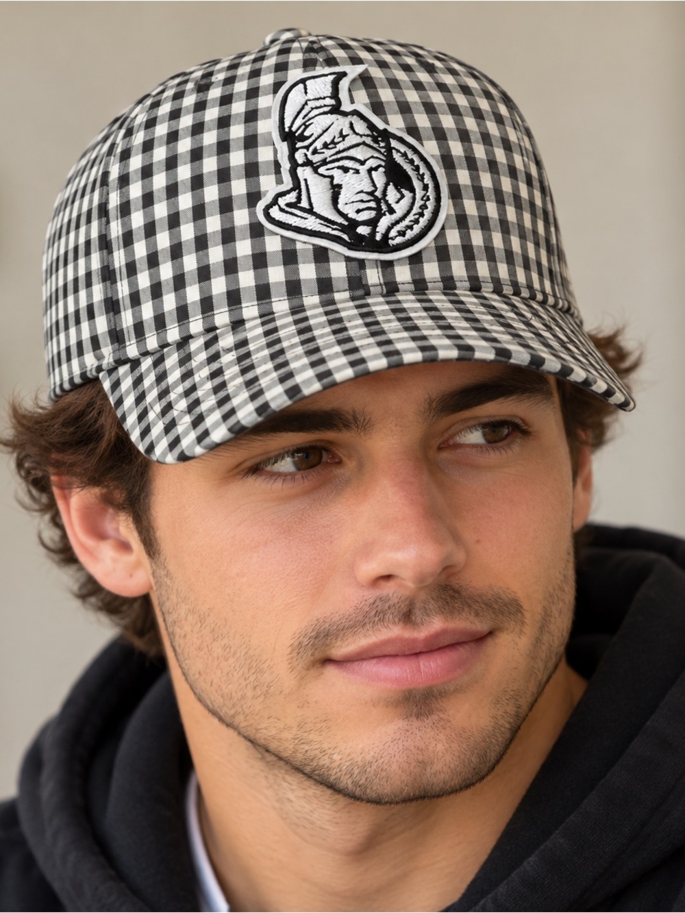 Ottawa Senators Cap Hat  Strapback Old Time Hockey Black White Gingham Check